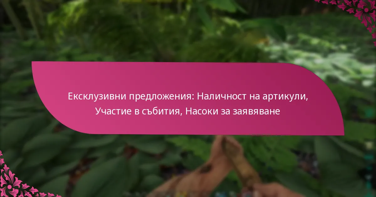Ексклузивни предложения: Наличност на артикули, Участие в събития, Насоки за заявяване