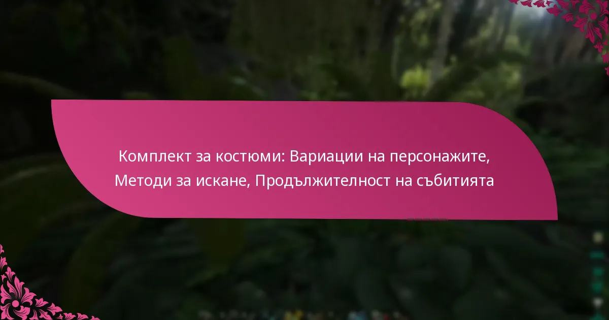Комплект за костюми: Вариации на персонажите, Методи за искане, Продължителност на събитията