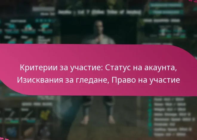 Критерии за участие: Статус на акаунта, Изисквания за гледане, Право на участие