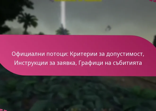 Официални потоци: Критерии за допустимост, Инструкции за заявка, Графици на събитията