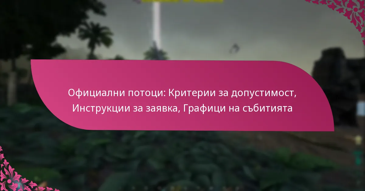 Официални потоци: Критерии за допустимост, Инструкции за заявка, Графици на събитията
