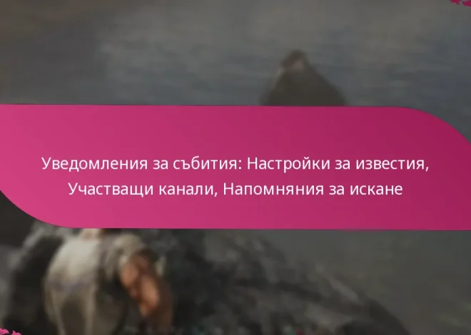 Уведомления за събития: Настройки за известия, Участващи канали, Напомняния за искане