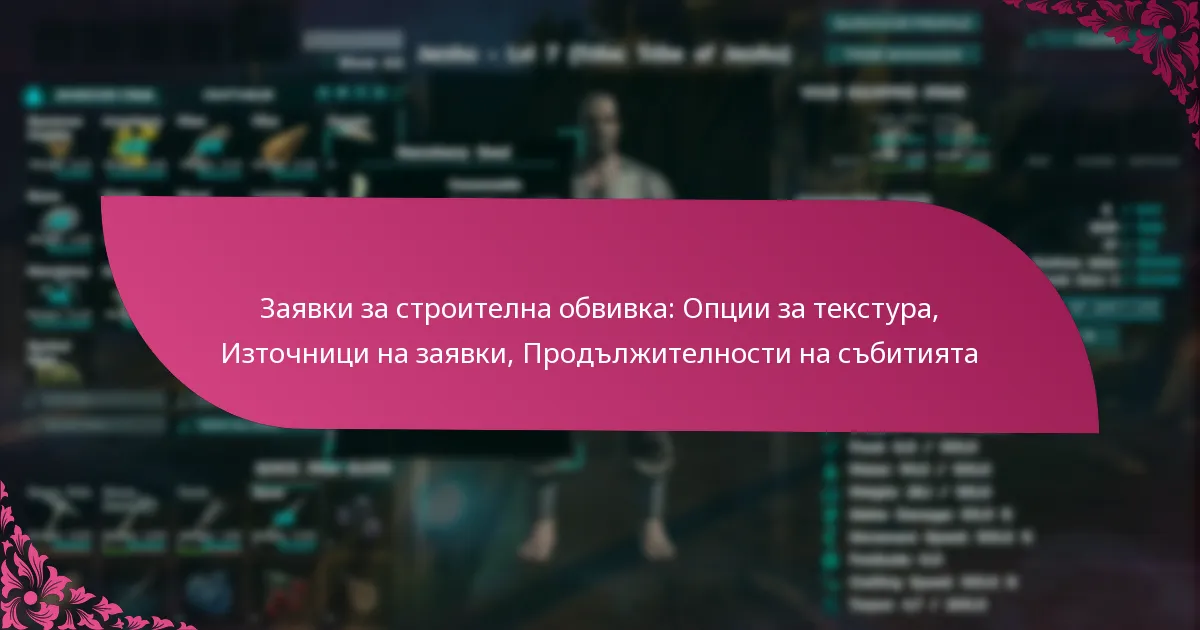 Заявки за строителна обвивка: Опции за текстура, Източници на заявки, Продължителности на събитията